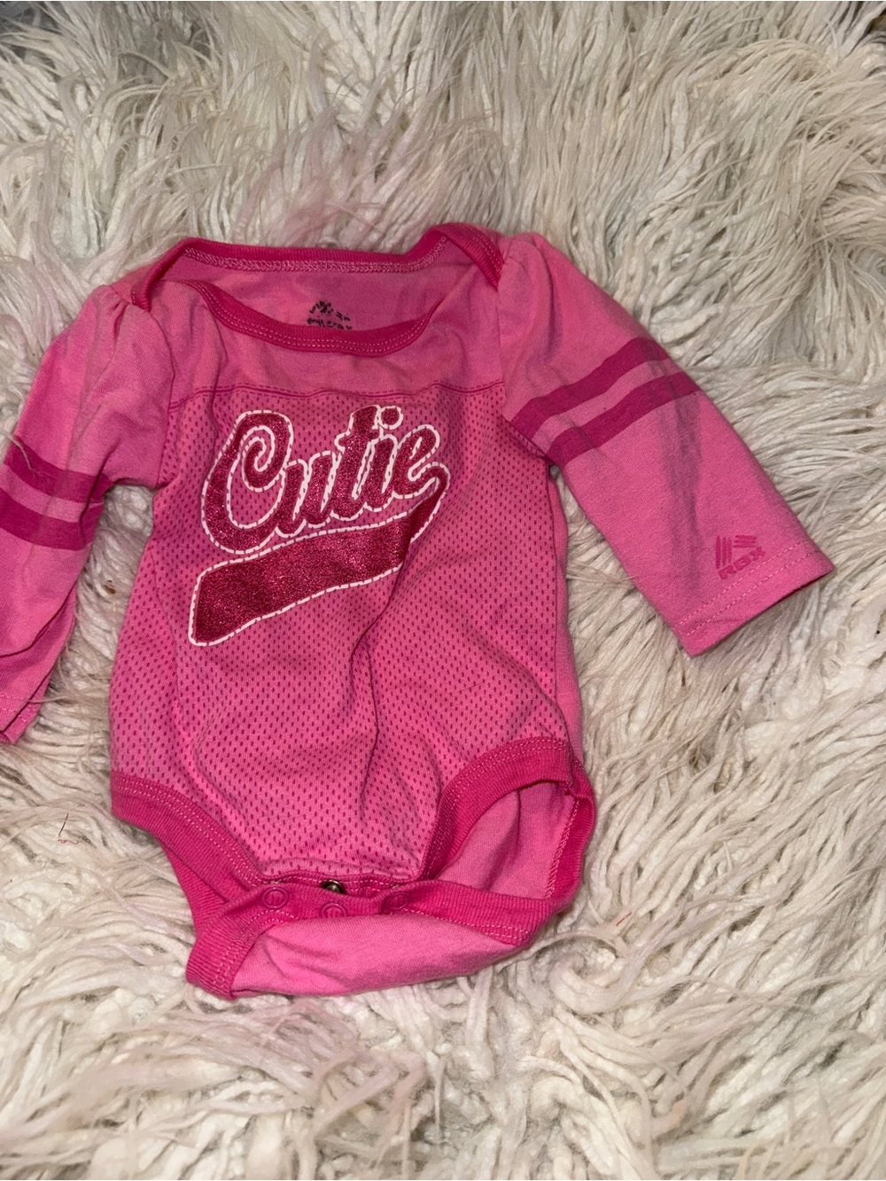 RBX Pink Long-Sleeve 'Cutie' One-Piece Bodysuit